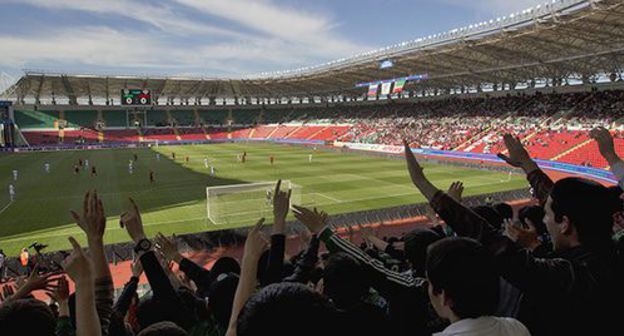 Football fans at the match of the "Akhmat" FC at the "Akhmat Arena". Photo: REUTERS/Maxim Shemetov