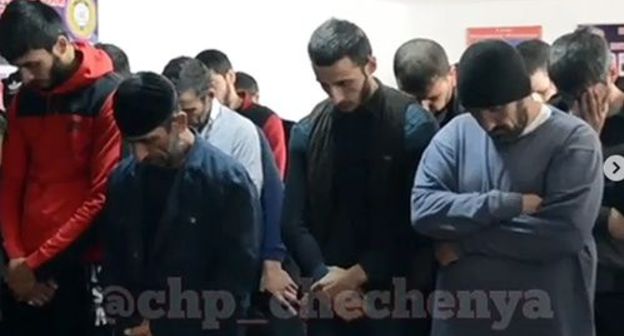 Screenshot from video with the chief of the MIA's Department having a preventive conversation with young people brought to the police station for drinking alcoholic beverages and taking psychotropic drugs, the "ChP Chechnya" Instagram Channel, http://www.instagram.com/chp_chechenya