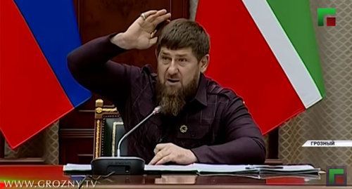 Ramzan Kadyrov at the session of the government of Chechnya. Screenshot of the video by the "Grozny" TV channel https://www.youtube.com/watch?v=rPQzE5F2u0w