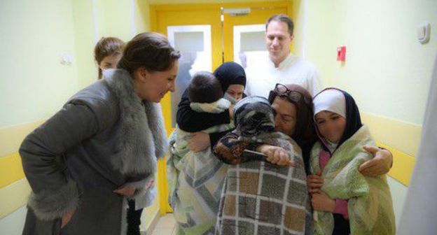 Russian children evacuated from Syria handed over to relatives . Photo: press service of the Children's Ombudsperson of Russia, http://deti.gov.ru/articles/news/anna-kuznecova-vstretila-rossijskih-detej-vyvezennyh-iz-sirii