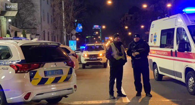 Photo taken atfrom the site of assassination attempt on the Deputy Vyacheslav Sobolev. Photo: press service of the Kyiv Police, https://www.facebook.com/UA.KyivPolice/posts/2585247114864377?__tn__=-R