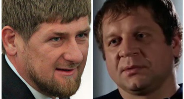 Collage Ramzan Kadyrov (on the left,  REUTERS/Sergei Karpukhin) and Alexander Emelianenko (screenshot of the video MMA https://www.youtube.com/watch?v=kSUKKHnyA9k)