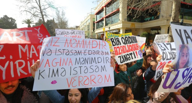 Aisel Alekperzade at the rally in Baku. Photo by Aziz Karimov for the "Caucasian Knot"