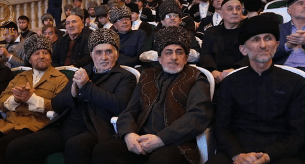 Visitors of the concert at the new Palace of Arts in Grozny. Screenshot of the video published at Ramzan Kadyrov's page on the VKontakte https://vk.com/wall279938622_476660