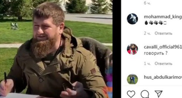 Ramzan Kadyrov during the emergency operations meeting. Screenshot of the video https://www.instagram.com/p/B-wo9pLFub3/