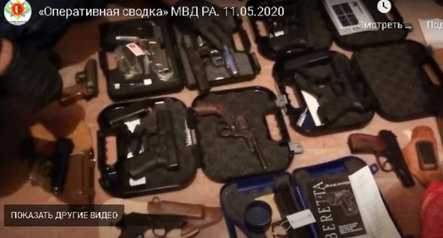 Hideout with weapons and explosives found in Sukhum. Screenshot: https://www.youtube.com/watch?time_continue=81&v=CBeFNBSQFWY&feature=emb_logo