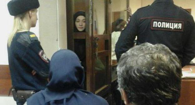 Liliya Saidova (centre) in the courtroom, Moscow, February 20, 2019. Photo by the Caucasian Knot correspondent