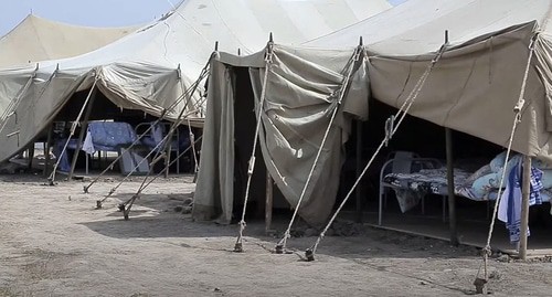 A temporary accommodation centre near the village of Kullar. Screenshot of the video by the "Caucasian Knot" https://www.youtube.com/watch?v=PCjWplDPOpM&amp;feature=emb_logo