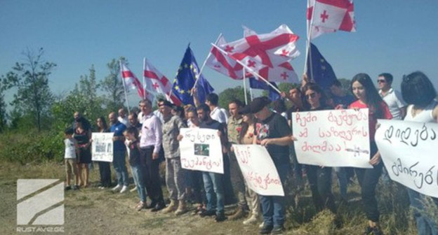 Protest action dedicated to the anniversary of the start of the "Five Day War". Screenshot from Rustavi 2 TV Channel broadcasting: https://www.rustavi2.ge/en/news/172192