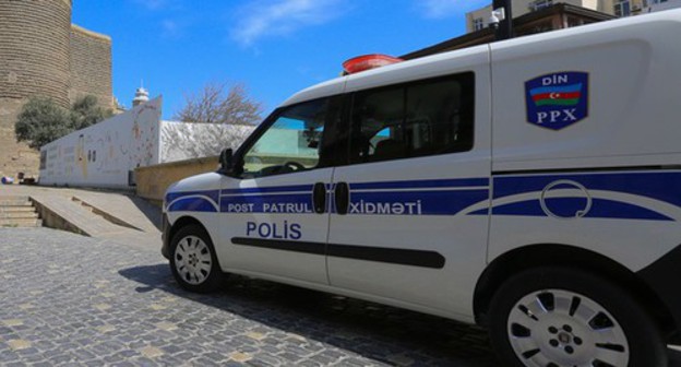 The police car in Baku during the quarantine regime. Photo by Aziz Karimov for the "Caucasian Knot"