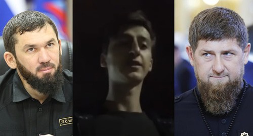 Magomed Daudov, Salman Tepsurkaev, Ramzan Kadyrov (from left to right). Collage by the "Caucasian Knot" www.grozny-inform.ru,  Sputnik/Mikhail Metzel/Pool via REUTERS