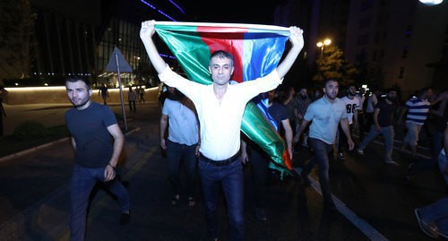 An unauthorized march in support of the Azerbaijani Army, Baku, July 14, 2020. Photo by Aziz Karimov for the Caucasian Knot