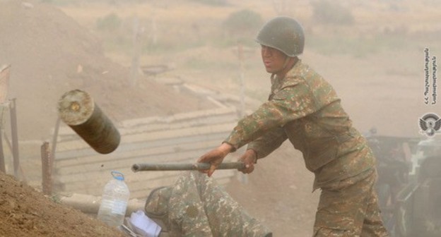 Soldier of the Armenian Army in the Karabakh conflict zone. Photo: press service of the Ministr of Defence of Armenia, https://mil.am/ru/news/8436