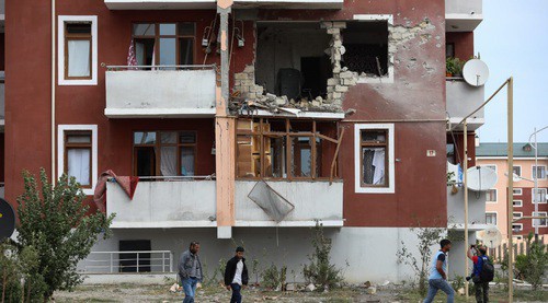 Residential house after shelling, Azerbaijan, October 1, 2020. Photo by Aziz Karimov for the Caucasian Knot