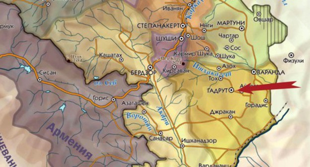 The city of Hadrut on the map of Nagorno-Karabakh https://www.kavkaz-uzel.eu/articles/354792/