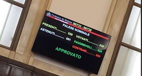 Results of voting in the Milan City Assembly on the issue of recognizing the independence of Nagorno-Karabakh. Photo: Matteo Forte's personal FB page,  https://www.facebook.com/matteoforte.mi/?_rdc=1&_rdr
