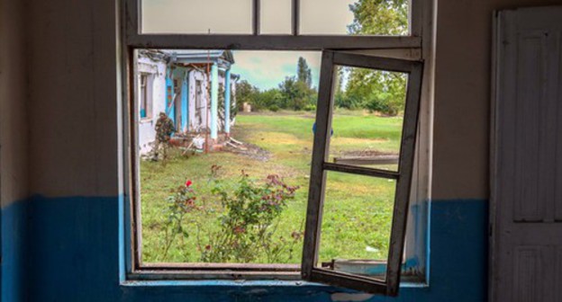 View from a window of a house in Terter, destroyed by artillery shelling, October 5, 2020. Photo by Aziz Karimov for the Caucasian Knot