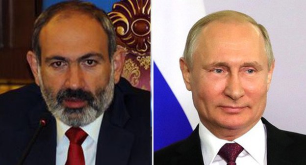 Nikol Pashinyan, Vladimir Putin. Photo by Tigran Petrosyan for the "Caucasian Knot"; photo by the press service of Russian President Kremlin.ru