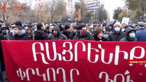 A rally in Yerevan on December 5, 2020. Screenshot of the video https://youtu.be/ZCEfEWL41g8