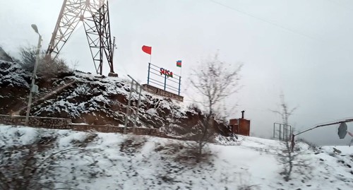 Flags of Turkey and Azerbaijan at the entrance to Shushi. Photo courtesy of David Simonyan