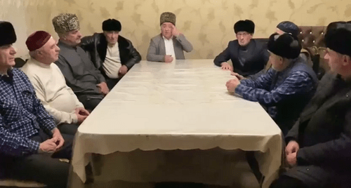 Screenshot of the video appeal published by members of the Ingush teips (family clans) of Timurzievs and Sultygovs on Facebook https://www.facebook.com/ramzan.sultygov/posts/933609963710259