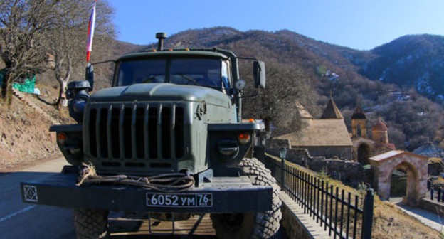 A truck of the Russian peacemakers. Nagorno-Karabakh, January 8, 2021. Photo by Aziz Karimov for the "Caucasian Knot"