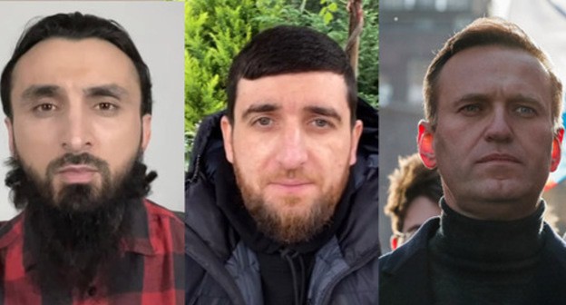 Tumso Abdurakhmanov, Kurban Askandarov, Alexei Navalny (from left to right). Collage by the "Caucasian Knot". Screenshot of the video by ABU-SADDAM SHISHANI https://www.youtube.com/watch?v=YpPttYlfz3s&amp;feature=youtu.be