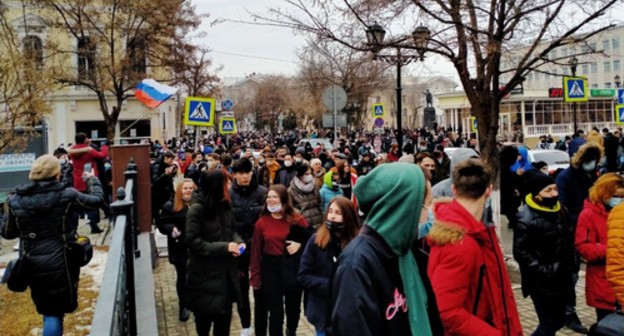 A rally in Astrakhan on January 23, 2021. Photo by Alyona Sadovskaya for the "Caucasian Knot"