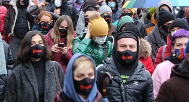 Participants of the action against children's violence demanded to punish those responsible for the girl's death. Photo by Inna Kukudjanova for the "Caucasian Knot", March 8, 2021