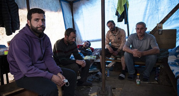 Hunger strikers in the village of Shukruti. Photo: Miriam Nikuradze/OC Media