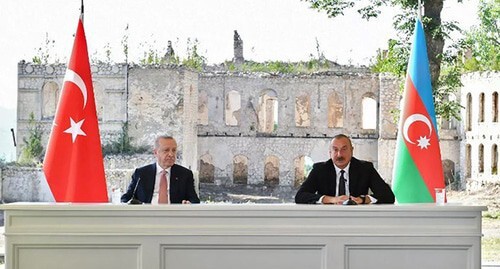 Recep Tayyip Erdogan (on the left) and Ilham Aliev. Photo by the press service of the President of Azerbaijan