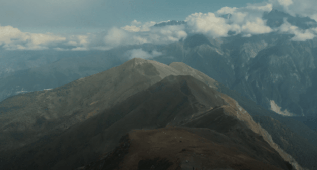 Mountains in North Ossetia. Screenshot of the video https://youtu.be/fiV2x6ngrt8