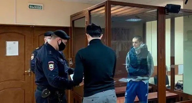 Said-Mukhammad Djumaev in a courtroom, January 2021. Photo: press service of the Presnya District Court of Moscow