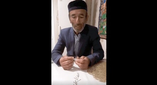 Akhmetkhan Timurziev. Screenshot of his video appeal to Ramzan Kadyrov t.me/fortangaorg/9162