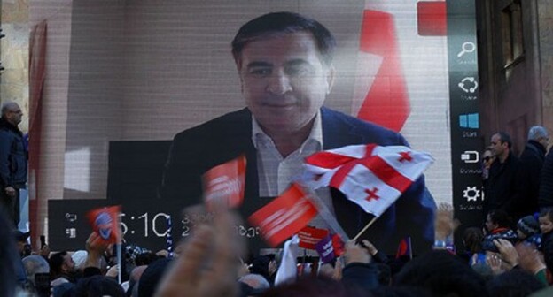 Former Georgian President Mikhail Saakashvili appeals to his supporters during presidential elections in Georgia, Tbilisi, December 2, 2021. Photo: REUTERS/David Mdzinarishvili