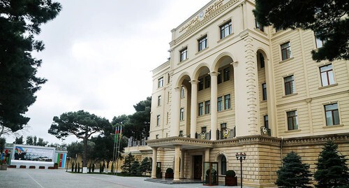The building of the Azeri Ministry of Defence (MoD). Photo by the press service of the Azeri MoD