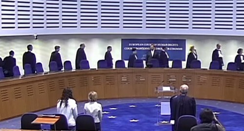 A session of the European Court of Human Rights. Screenshot of the video by the ECtHR https://www.youtube.com/user/EuropeanCourt