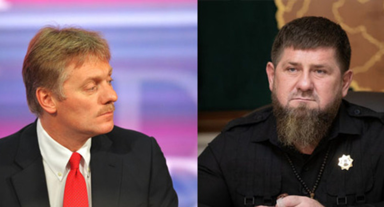 Dmitry Peskov (left) and Ramzan Kadyrov. Collage made by the Caucasian Knot/ Photo: kremlin.ru, Grozny-Inform