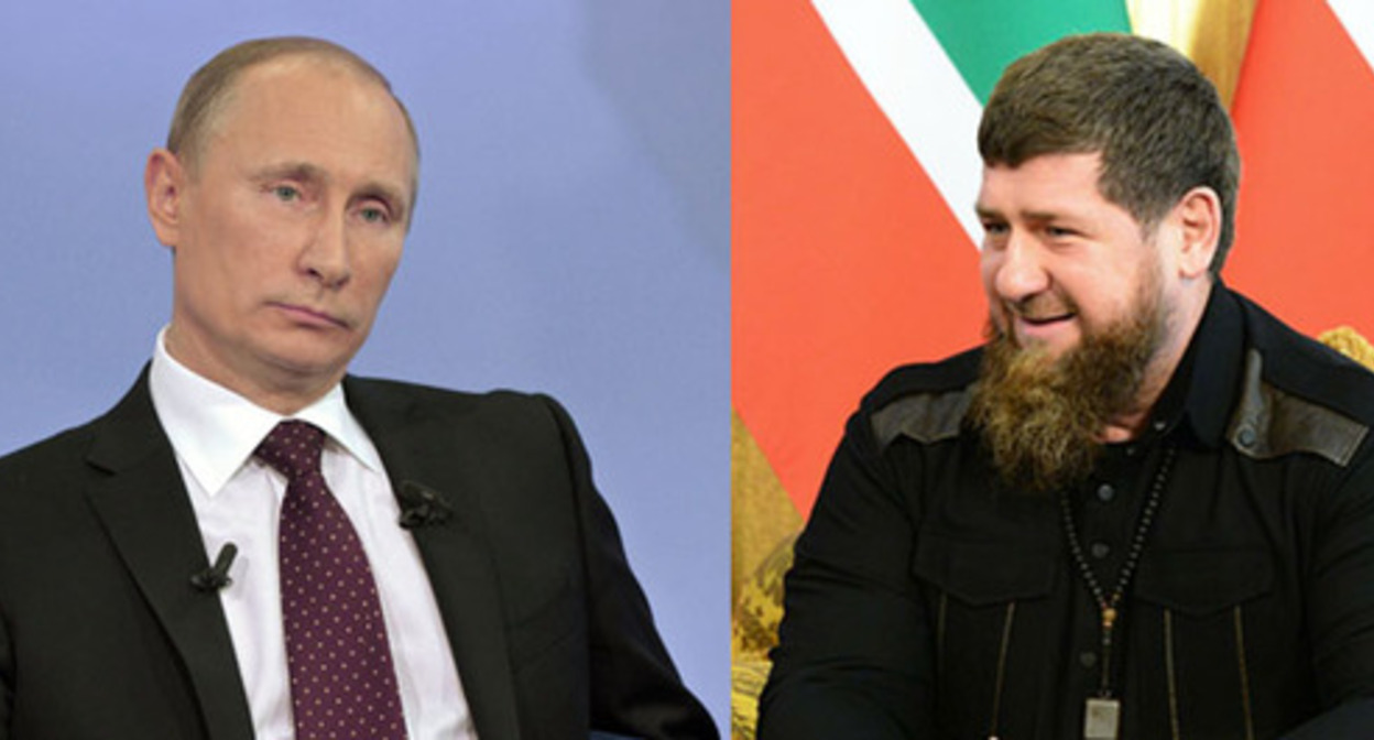 Vladimir Putin (left) and Ramzan Kadyrov. Collage prepared by the Caucasian Knot. Photo: http://kremlin.ru/ https://www.grozny-inform.ru/news/society/131164/