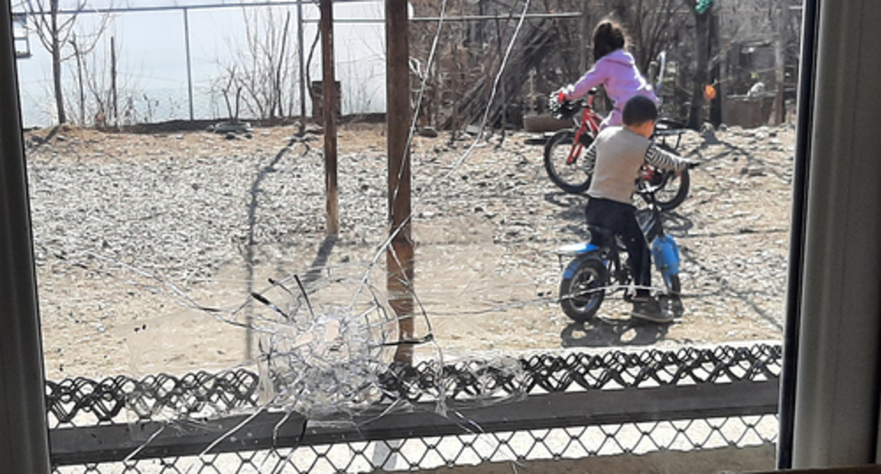 The bullet hit the house of  Arev Gabrielyan during the shelling of the village by the Azerbaijani military on February 11. Photo by Alvard Grigoryan for the "Caucasian Knot"