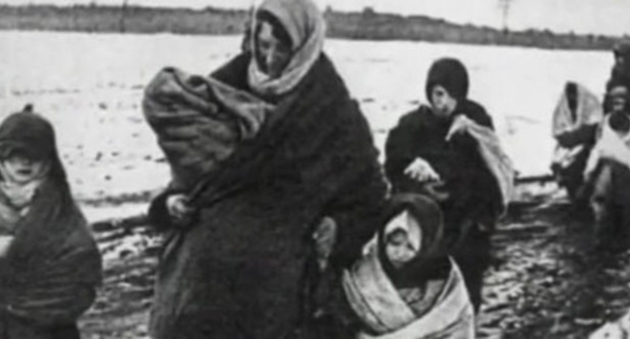 The deportation of Chechen and Ingush people. Screenshot of the video by the user vainakh38 https://www.youtube.com/watch?v=DKmb-WX0OI0