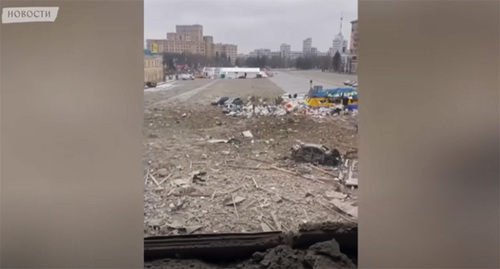 Shelling in Kharkiv. Screenshot: https://www.youtube.com/watch?v=2M182AXq9tM