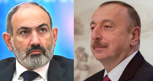 Nikol Pashinyan (on the left) and Ilham Aliev. Collage by the "Caucasian Knot". Photo: U.S. Department of State from United States; press office of the Russian President