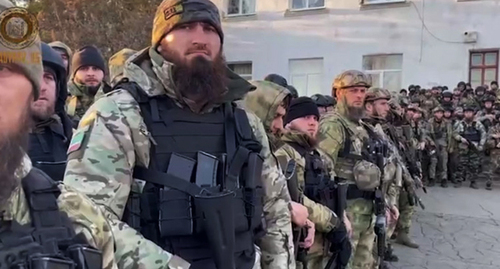 Volunteers from Chechnya. Photo by the Chechen State TV and Radio Broadcasting Company https://grozny.tv/news/main/47477