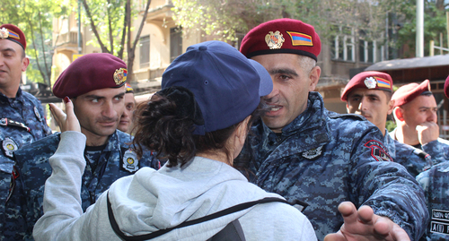 The Armenian police on the streets of Yerevan during the rallies. Photo by Tigran Petrosyan for the "Caucasian Knot"