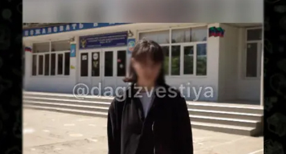 A schoolgirl from Izberbash apologizes for her statements. Screeshot: https://t.me/dagizvestiya/9156
