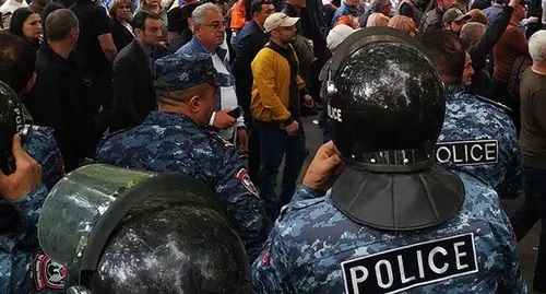 Policemen during a protest action. Photo by Armine Martirosyan for the Caucasian Knot