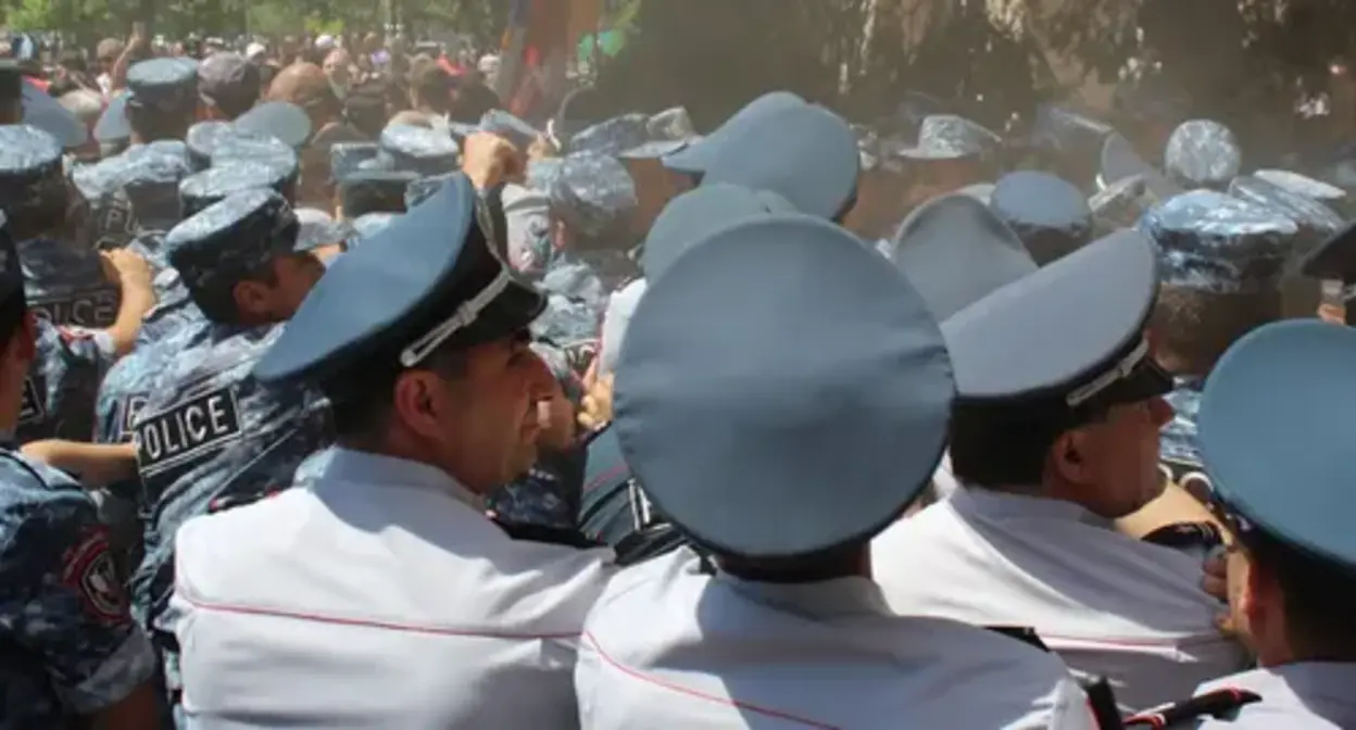 The police at a protest action in Yerevan. Photo by Tigran Petrosyan for the "Caucasian Knot"