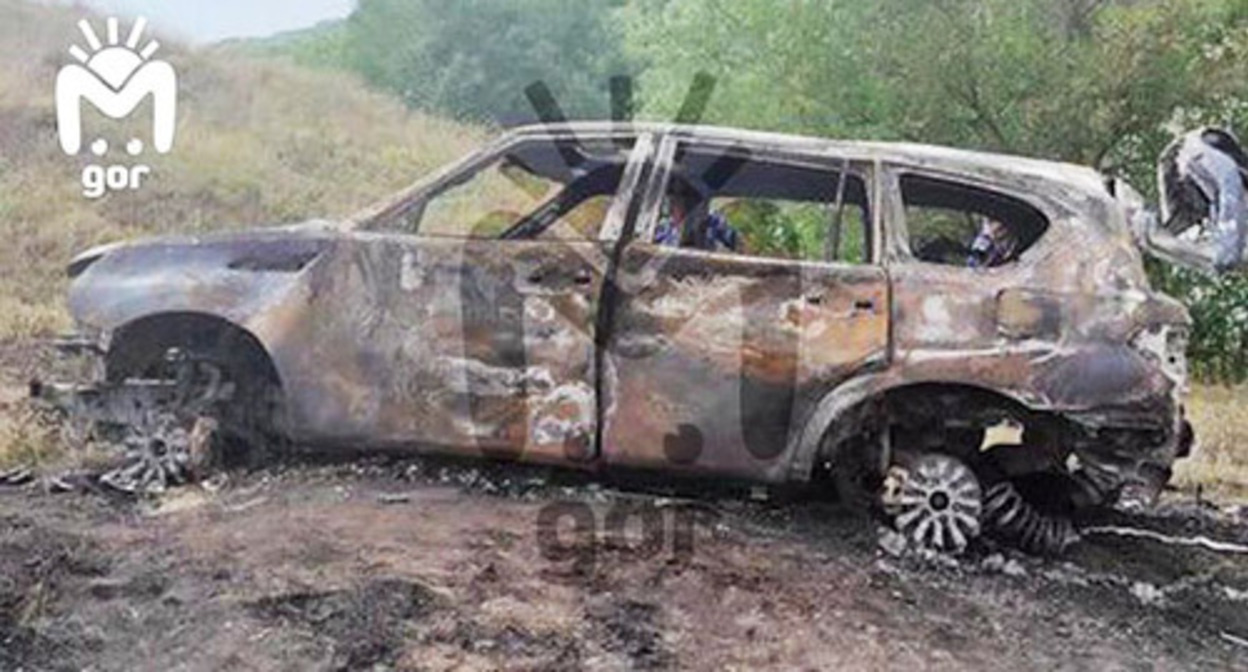 A burned-down car. Photo: t.me/mash_gor/1979