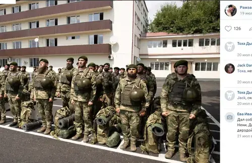 Soldiers in the battalion "East-Akhmat." Screenshot of the post on Ramzan Kadyrov's page on the VKontakte https://vk.com/ramzan?z=photo279938622_457311172%2Fwall279938622_1523252